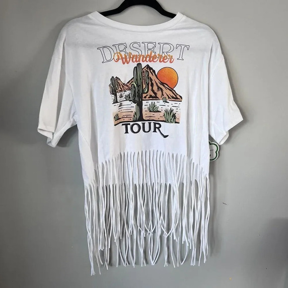 Organic Generations Desert Wanderer California Tour T-Shirt Crop Fringe NWT - Picture 1 of 5